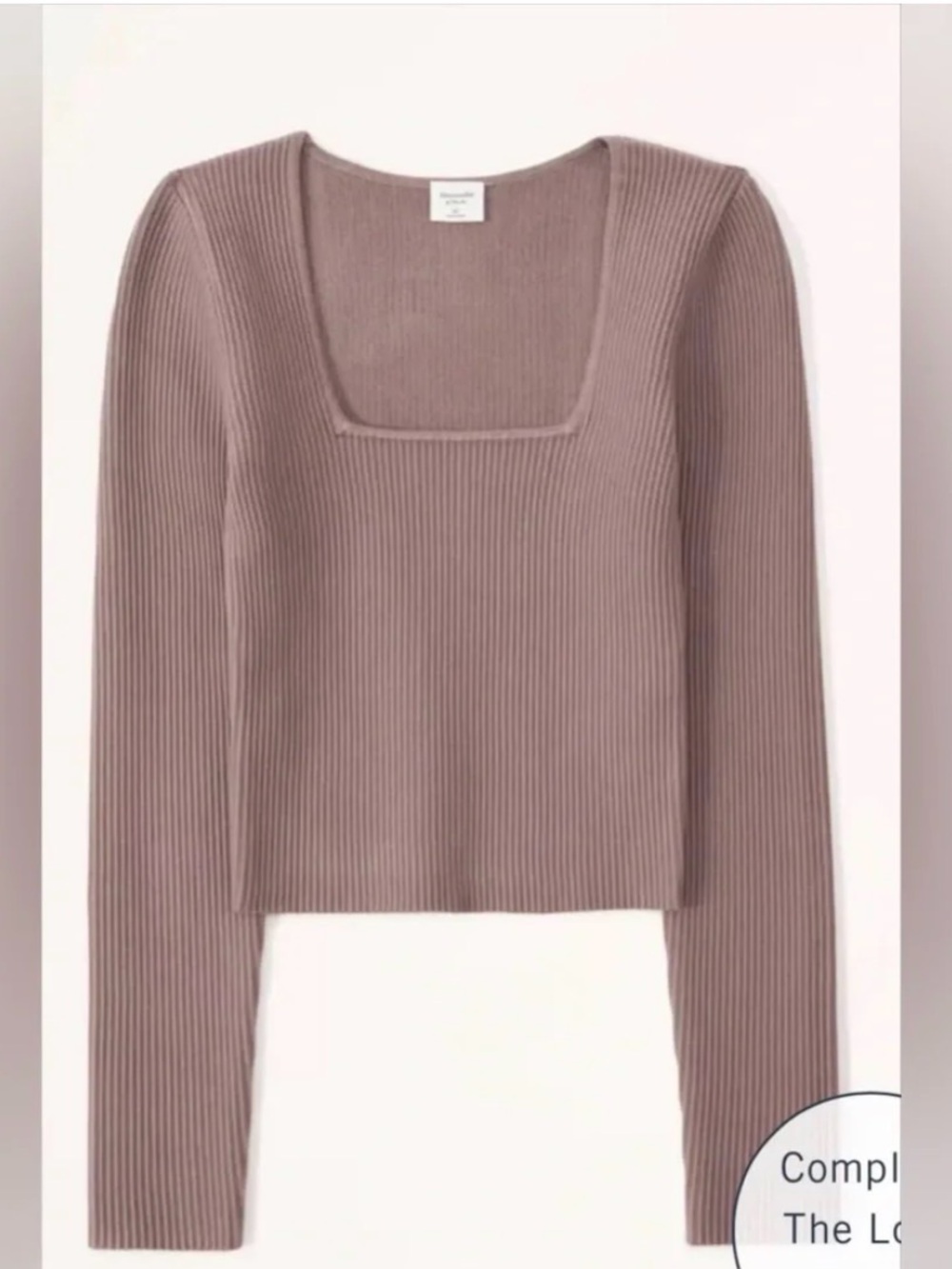 Abercrombie Ribbed Square Neck Ottoman Long Sleeve